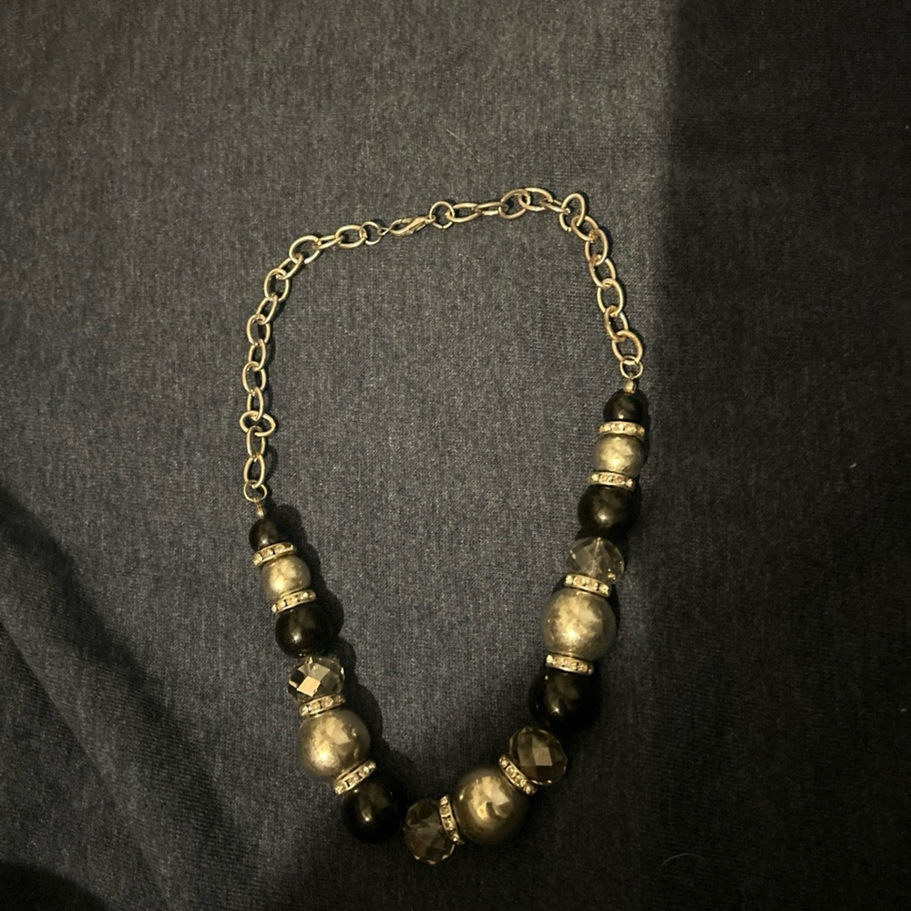 Elegant Black and Silver Beaded Necklace